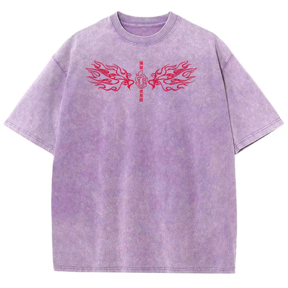 Demon Slayer Rengoku Kyoujurou Unisex Fit Washed T-Shirt