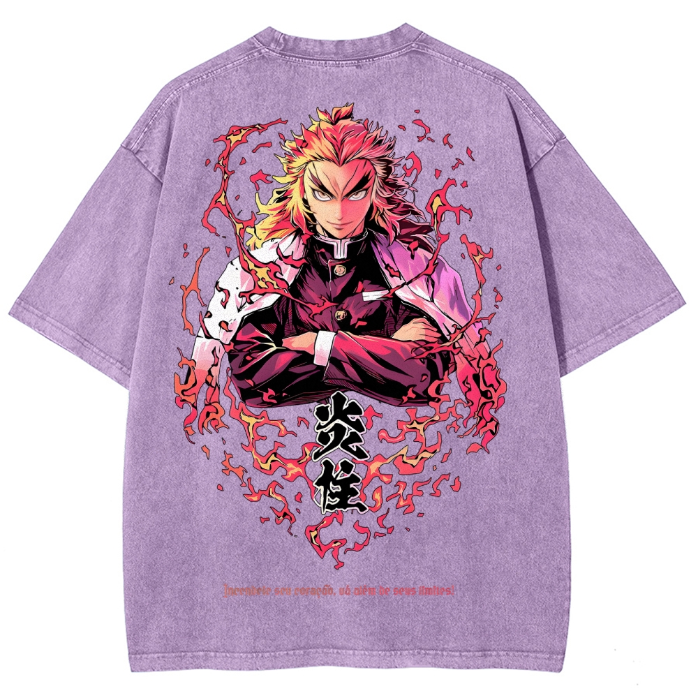 Demon Slayer Rengoku Kyoujurou Unisex Fit Washed T-Shirt