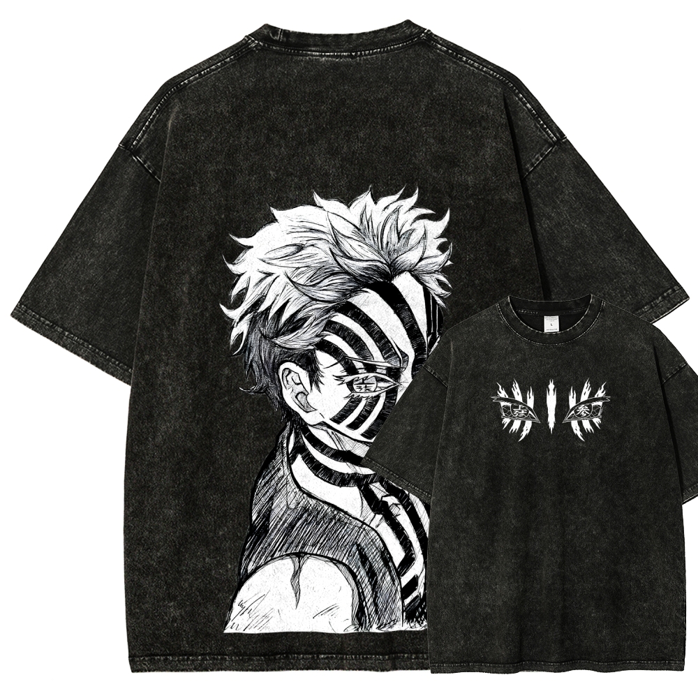 Demon Slayer Akaza Unisex Fit Washed T-Shirt