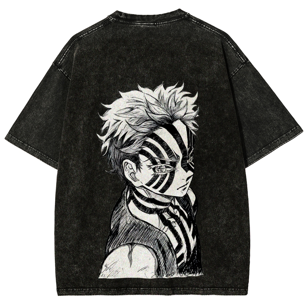 Demon Slayer Akaza Unisex Fit Washed T-Shirt
