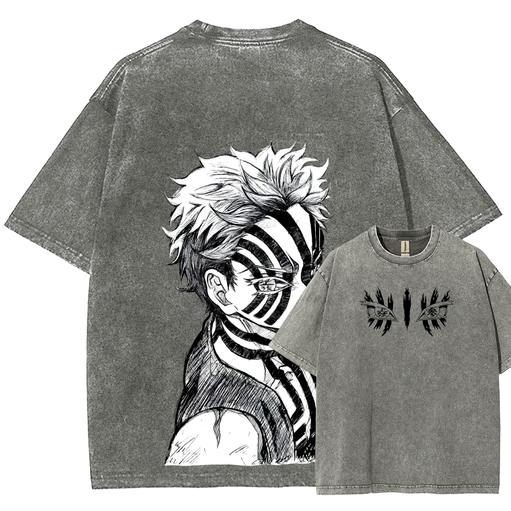Demon Slayer Akaza Unisex Fit Washed T-Shirt