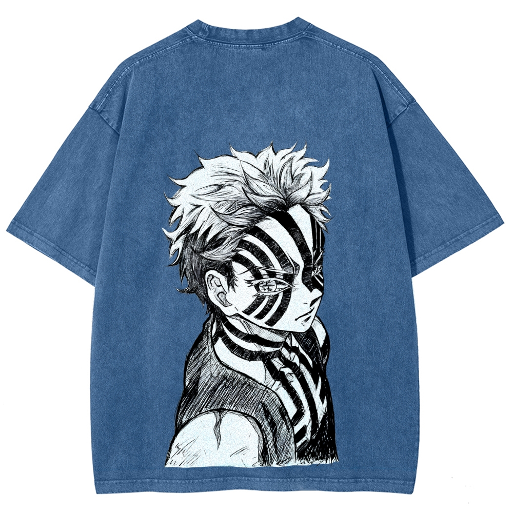 Demon Slayer Akaza Unisex Fit Washed T-Shirt