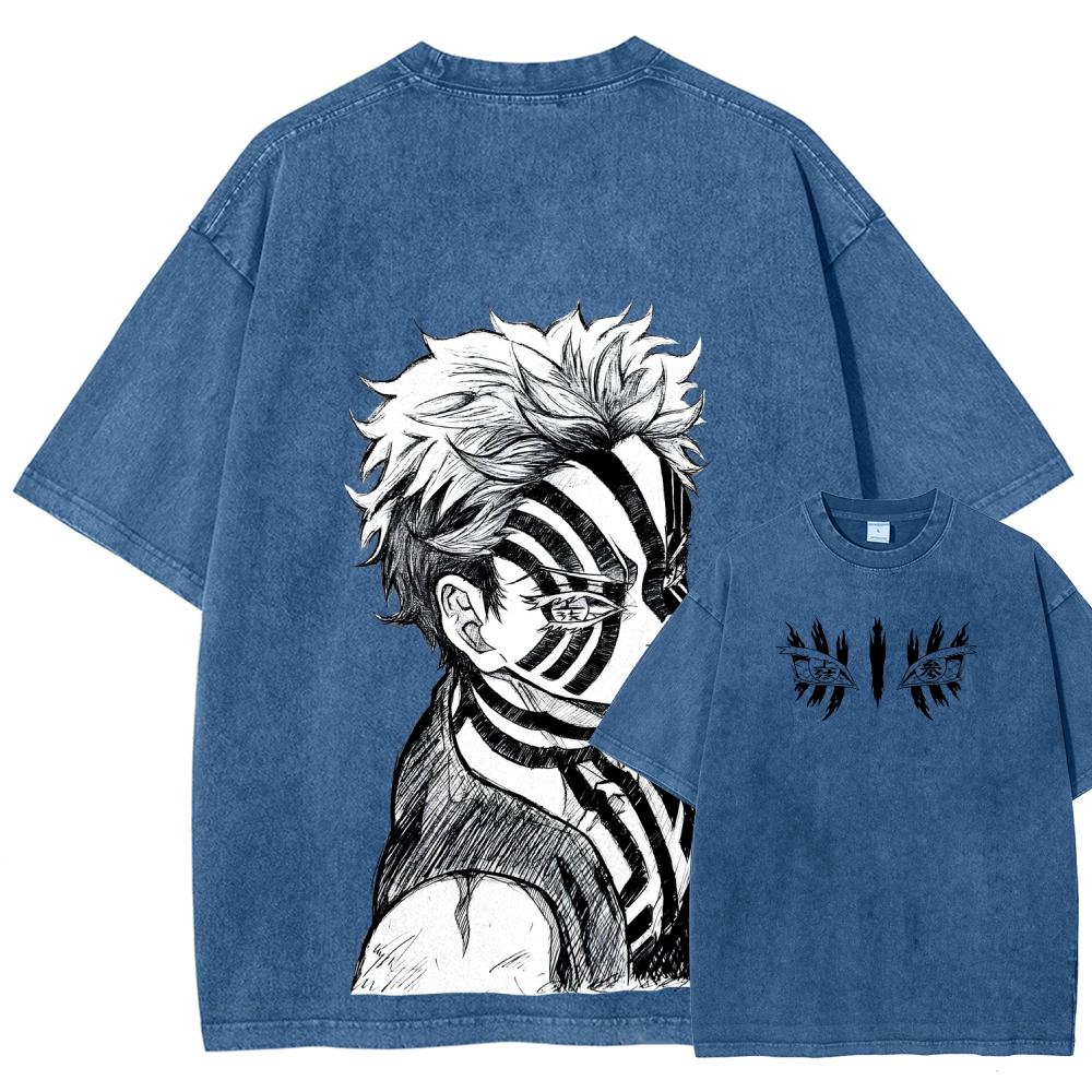 Demon Slayer Akaza Unisex Fit Washed T-Shirt
