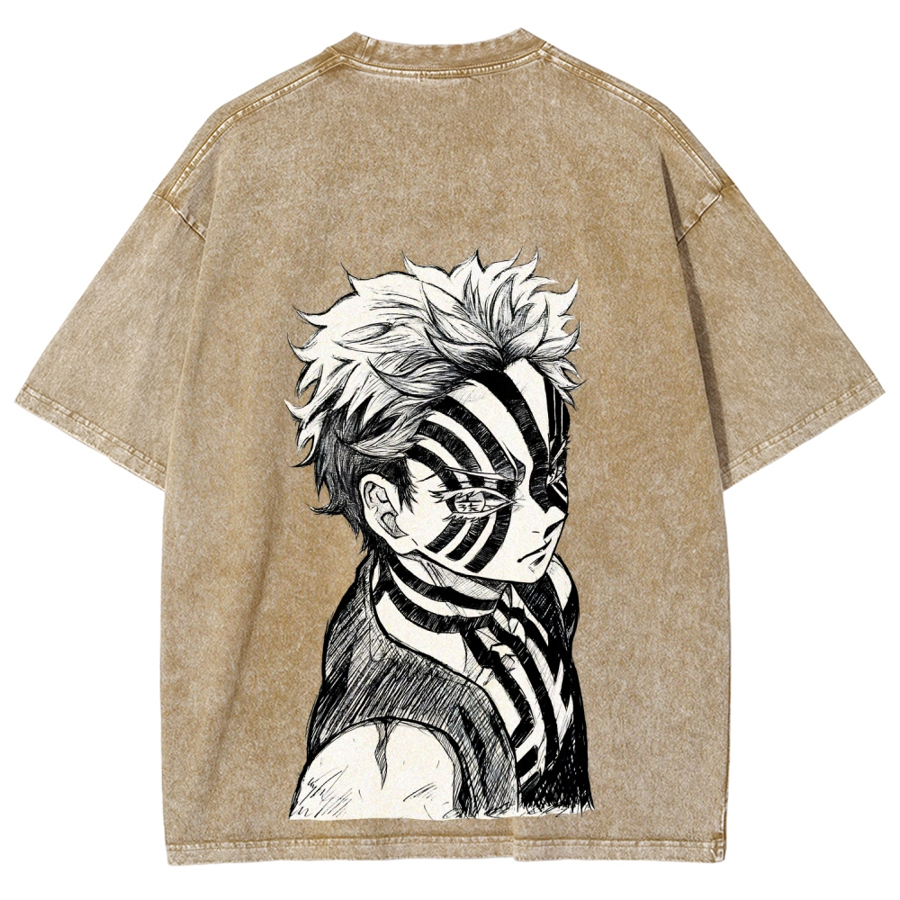 Demon Slayer Akaza Unisex Fit Washed T-Shirt