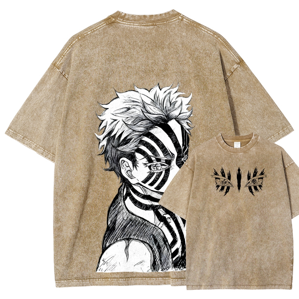 Demon Slayer Akaza Unisex Fit Washed T-Shirt