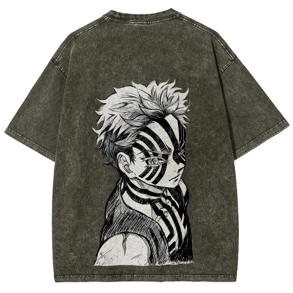 Demon Slayer Akaza Unisex Fit Washed T-Shirt