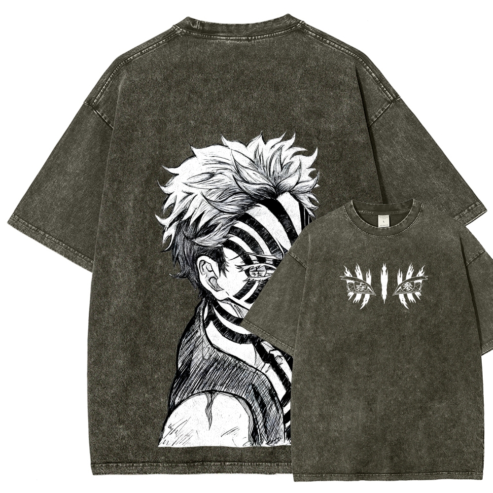 Demon Slayer Akaza Unisex Fit Washed T-Shirt