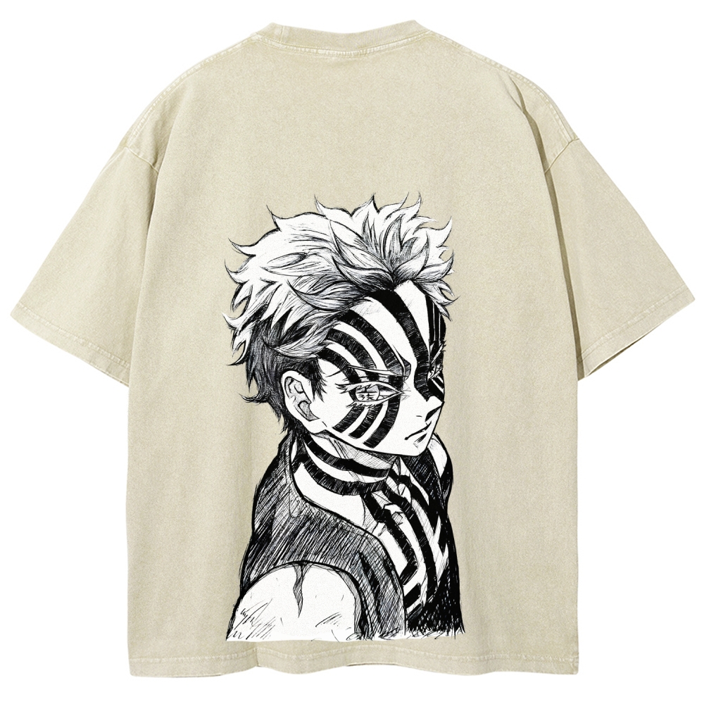 Demon Slayer Akaza Unisex Fit Washed T-Shirt