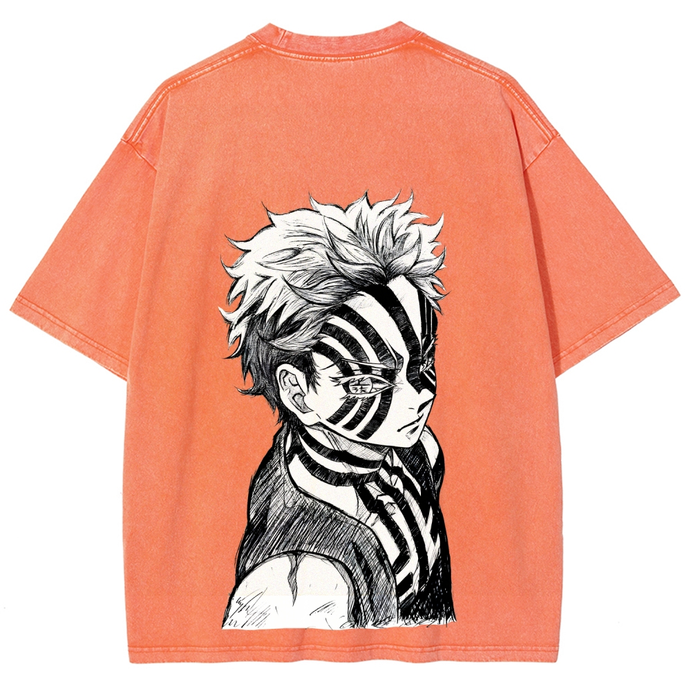 Demon Slayer Akaza Unisex Fit Washed T-Shirt