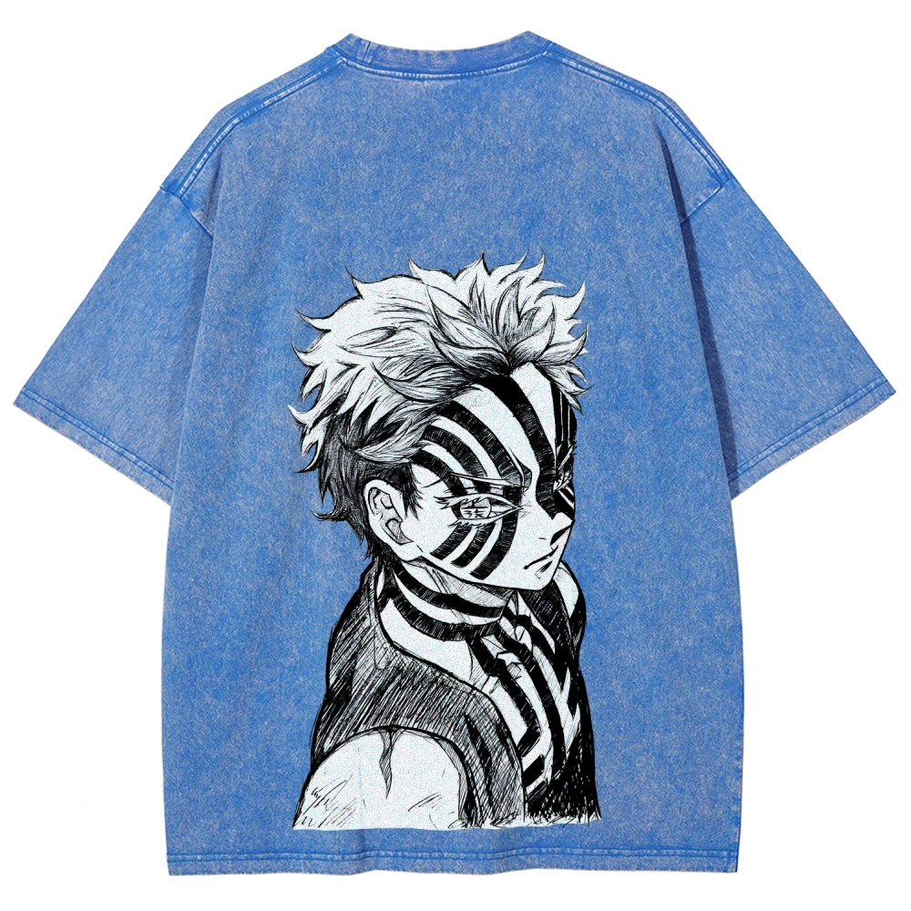 Demon Slayer Akaza Unisex Fit Washed T-Shirt