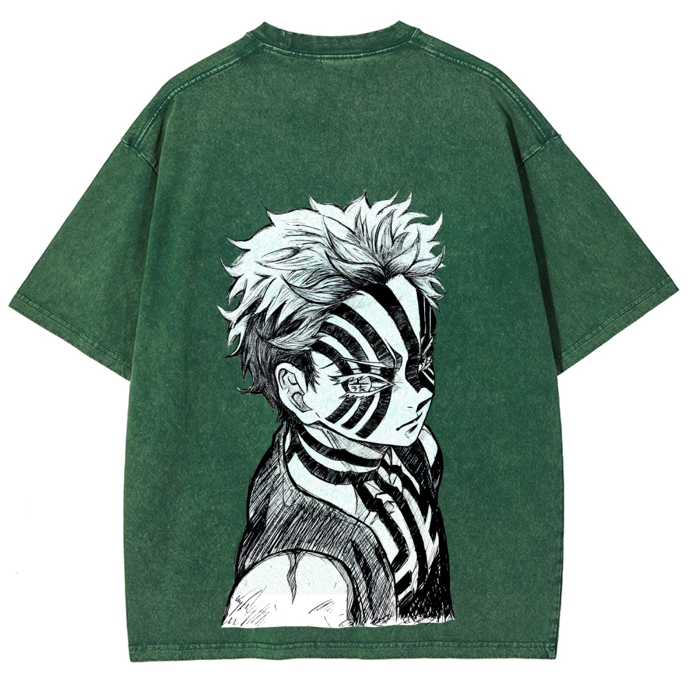 Demon Slayer Akaza Unisex Fit Washed T-Shirt