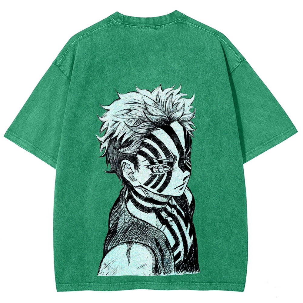 Demon Slayer Akaza Unisex Fit Washed T-Shirt