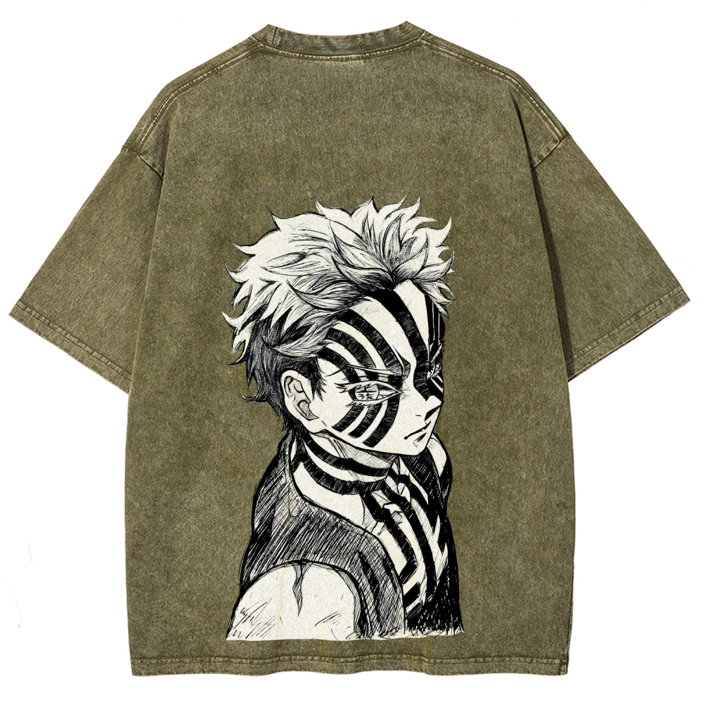 Demon Slayer Akaza Unisex Fit Washed T-Shirt