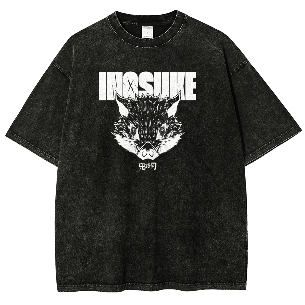 Demon Slayer Inosuke Unisex Fit Washed T-Shirt