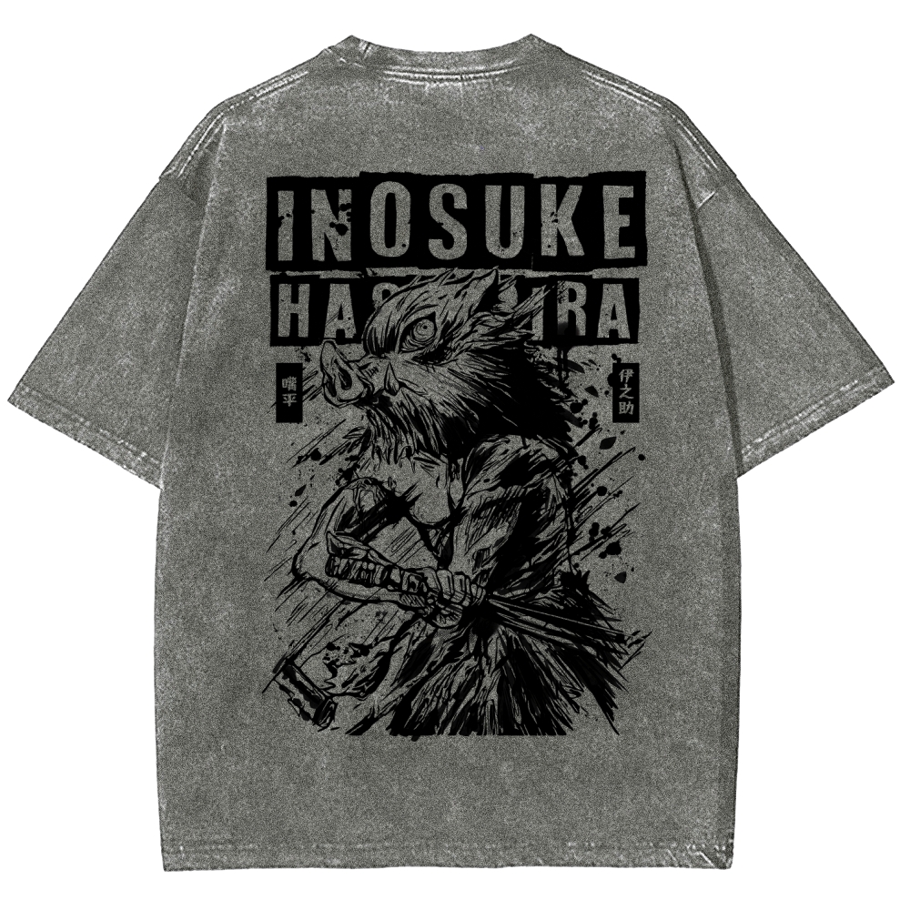 Demon Slayer Inosuke Unisex Fit Washed T-Shirt