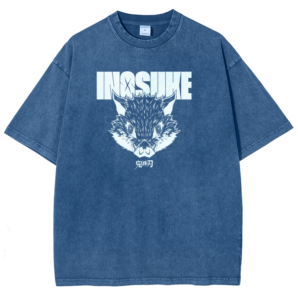 Demon Slayer Inosuke Unisex Fit Washed T-Shirt