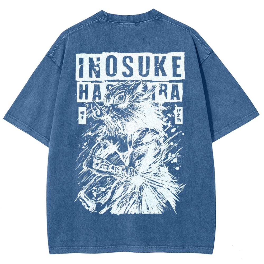 Demon Slayer Inosuke Unisex Fit Washed T-Shirt