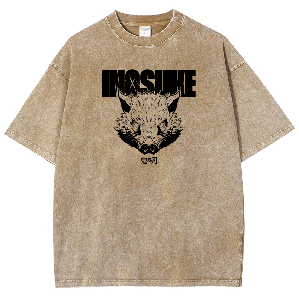 Demon Slayer Inosuke Unisex Fit Washed T-Shirt