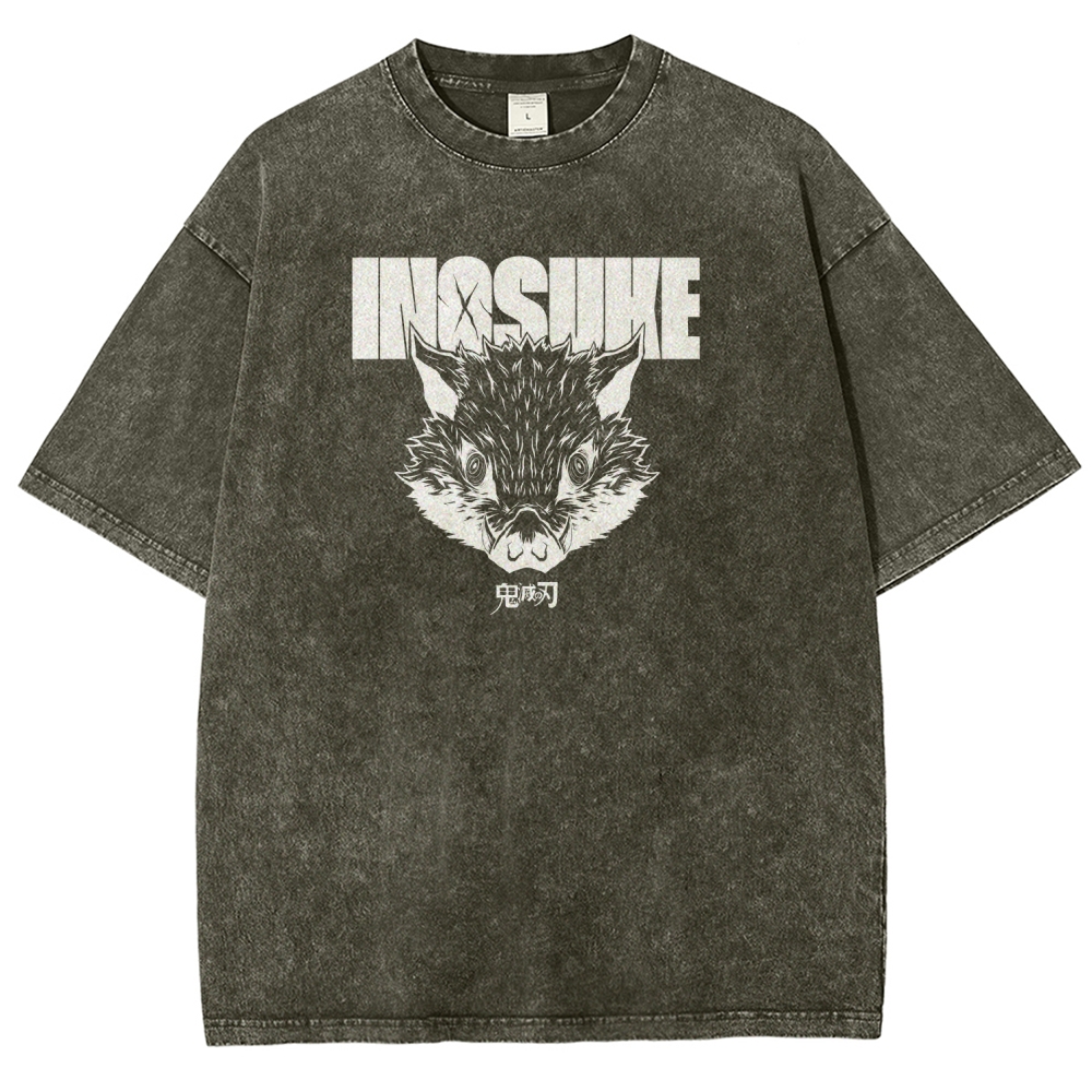 Demon Slayer Inosuke Unisex Fit Washed T-Shirt