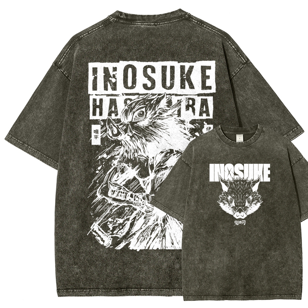 Demon Slayer Inosuke Unisex Fit Washed T-Shirt