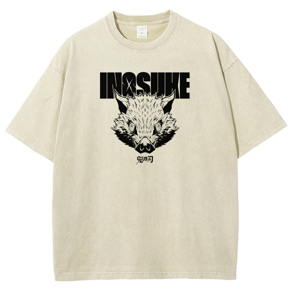 Demon Slayer Inosuke Unisex Fit Washed T-Shirt