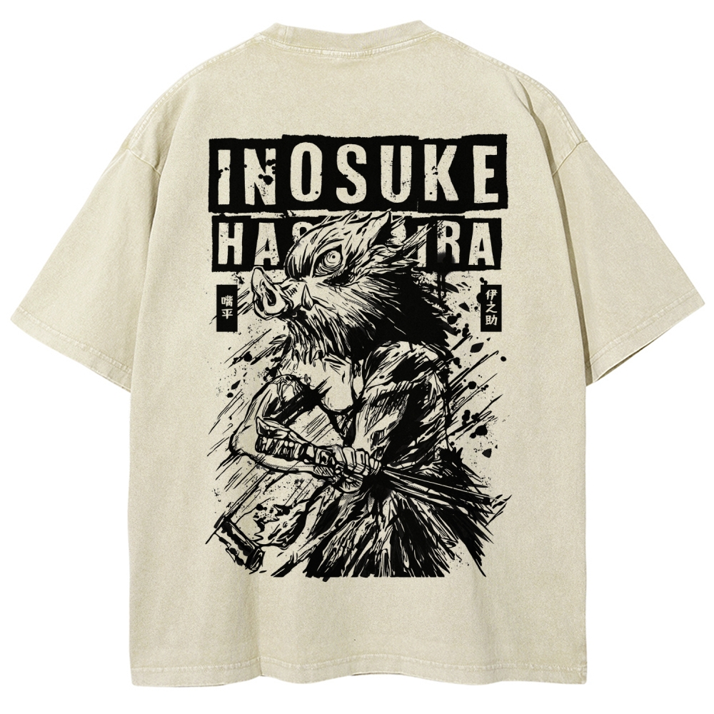 Demon Slayer Inosuke Unisex Fit Washed T-Shirt