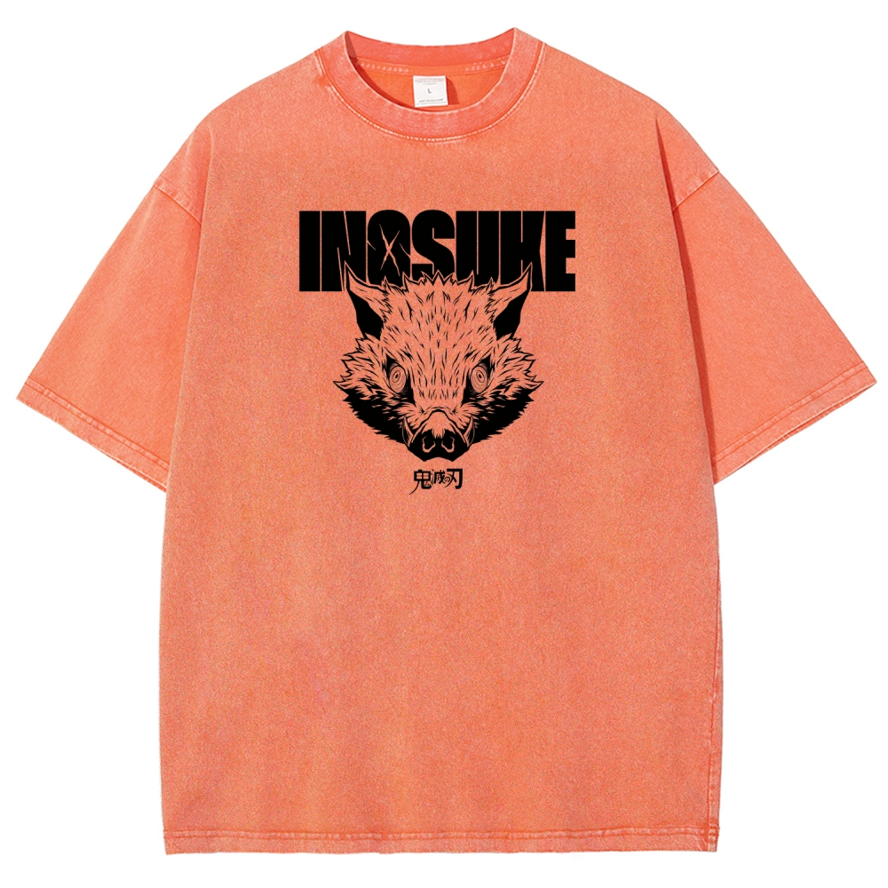 Demon Slayer Inosuke Unisex Fit Washed T-Shirt