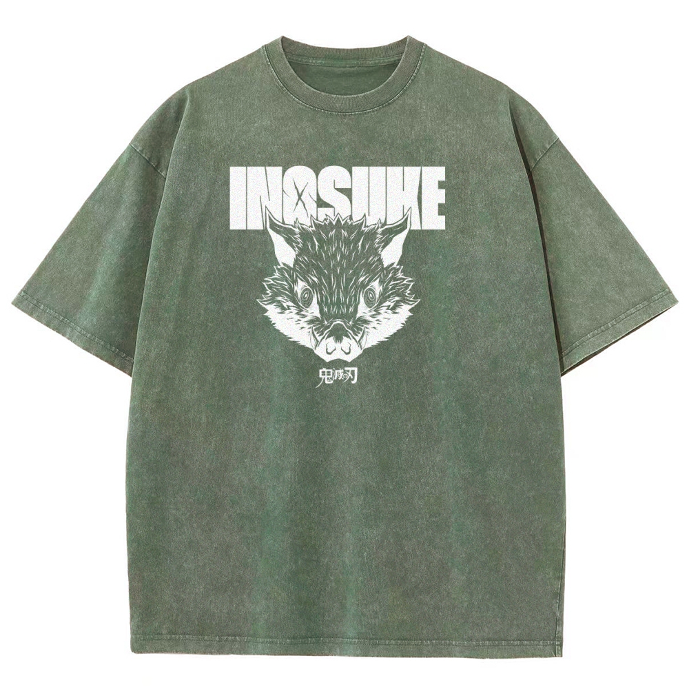 Demon Slayer Inosuke Unisex Fit Washed T-Shirt