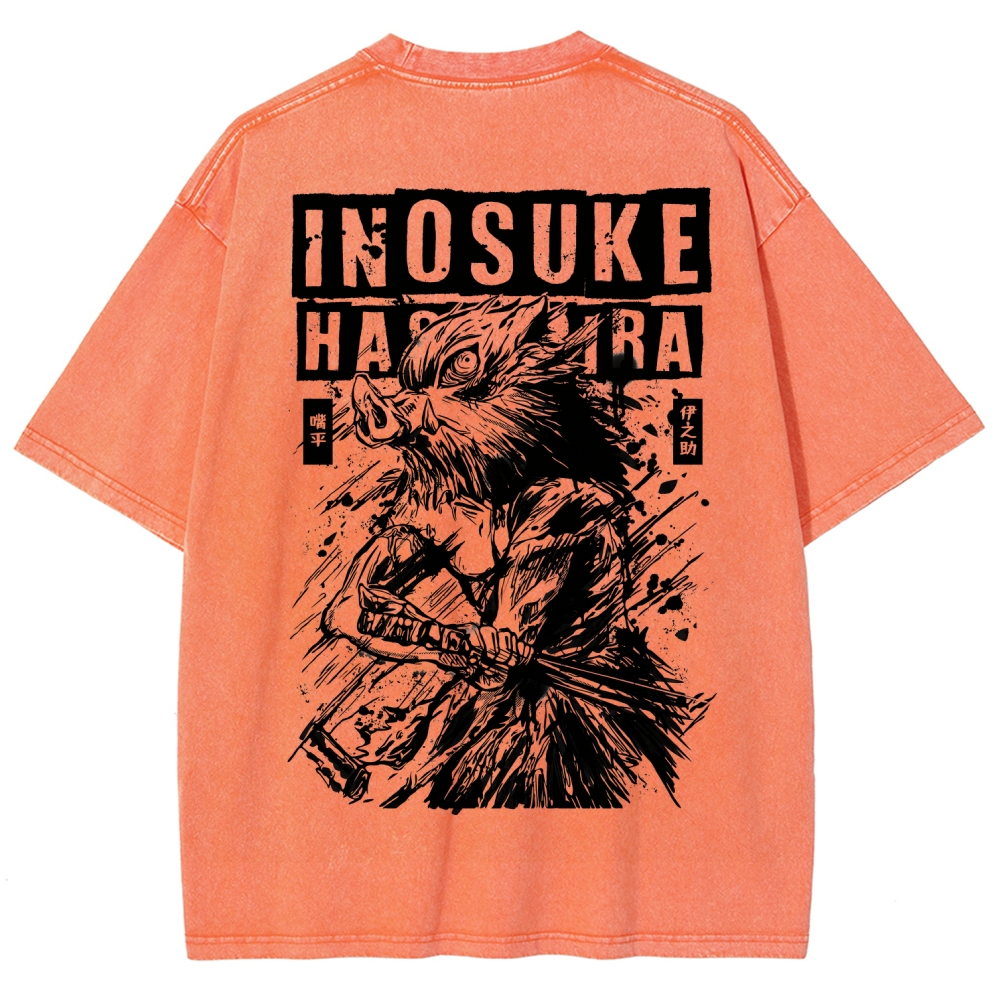 Demon Slayer Inosuke Unisex Fit Washed T-Shirt