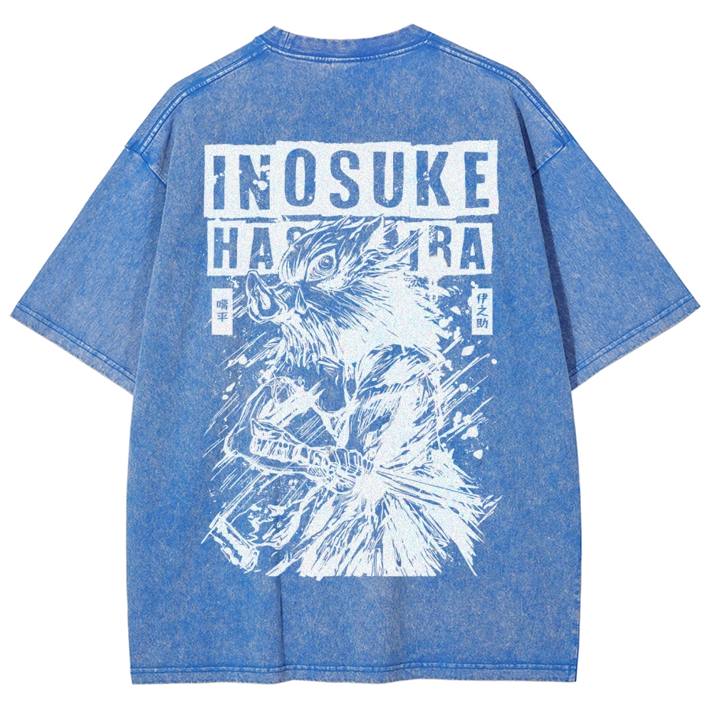 Demon Slayer Inosuke Unisex Fit Washed T-Shirt