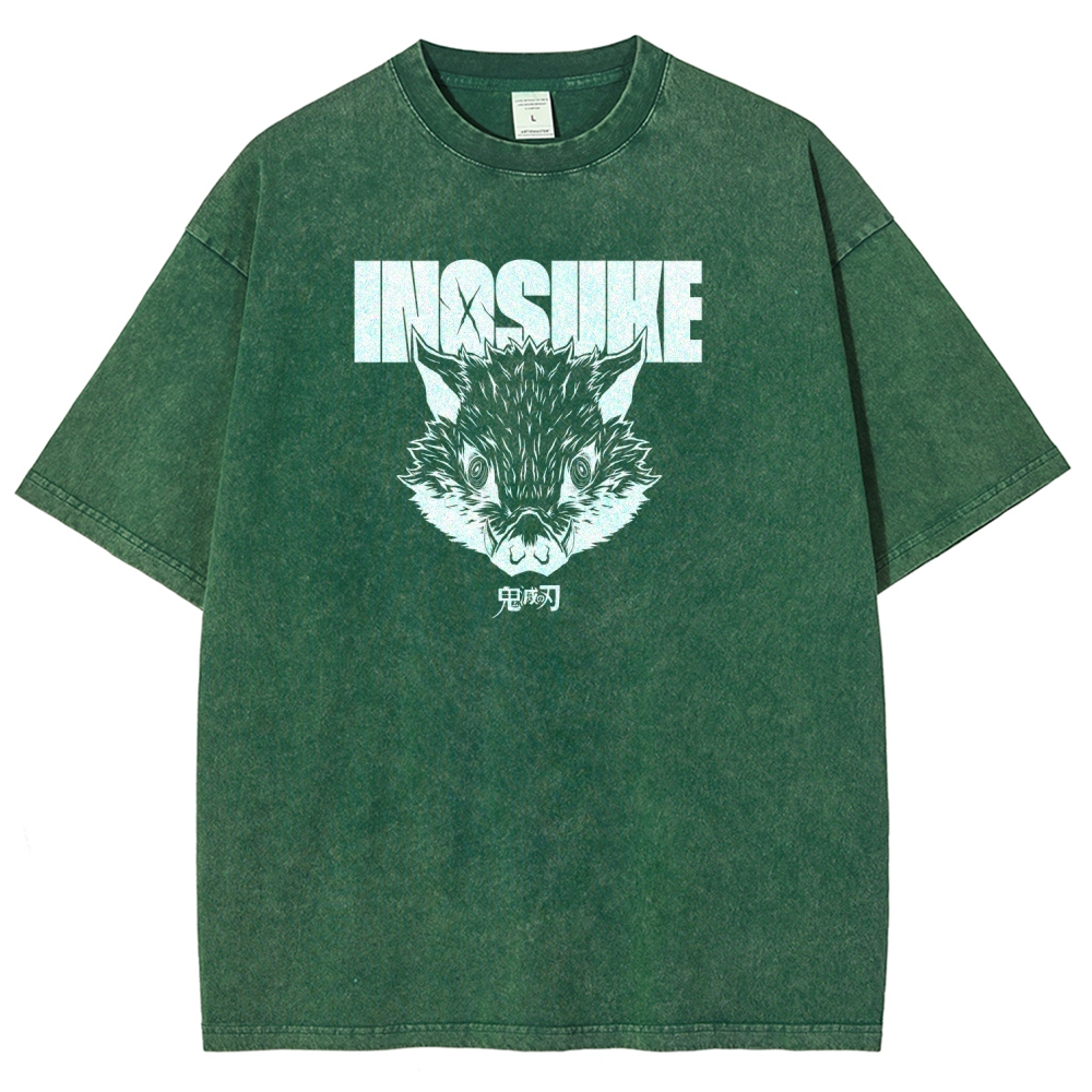 Demon Slayer Inosuke Unisex Fit Washed T-Shirt