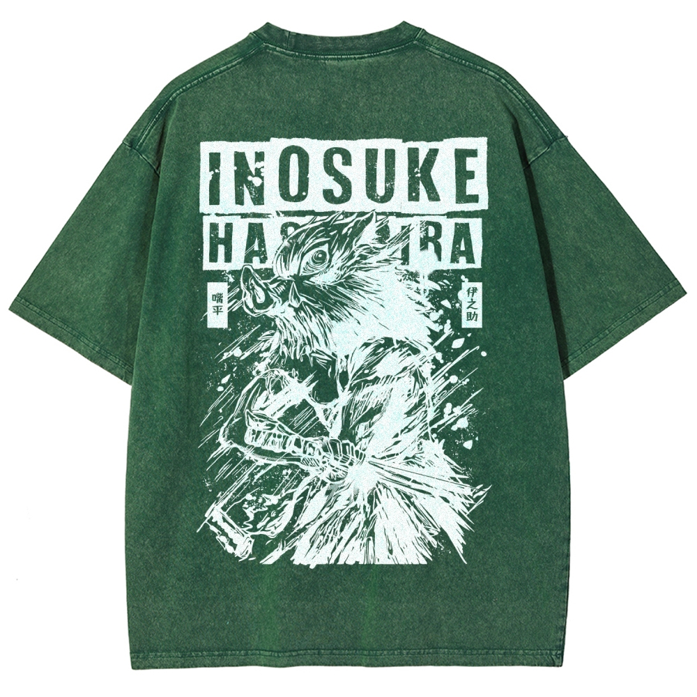 Demon Slayer Inosuke Unisex Fit Washed T-Shirt