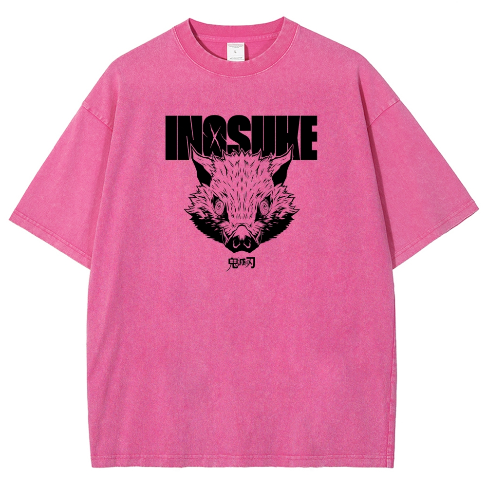 Demon Slayer Inosuke Unisex Fit Washed T-Shirt