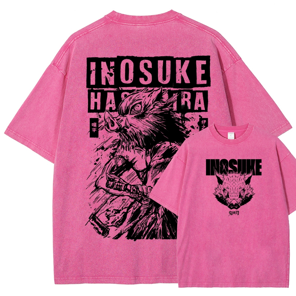 Demon Slayer Inosuke Unisex Fit Washed T-Shirt