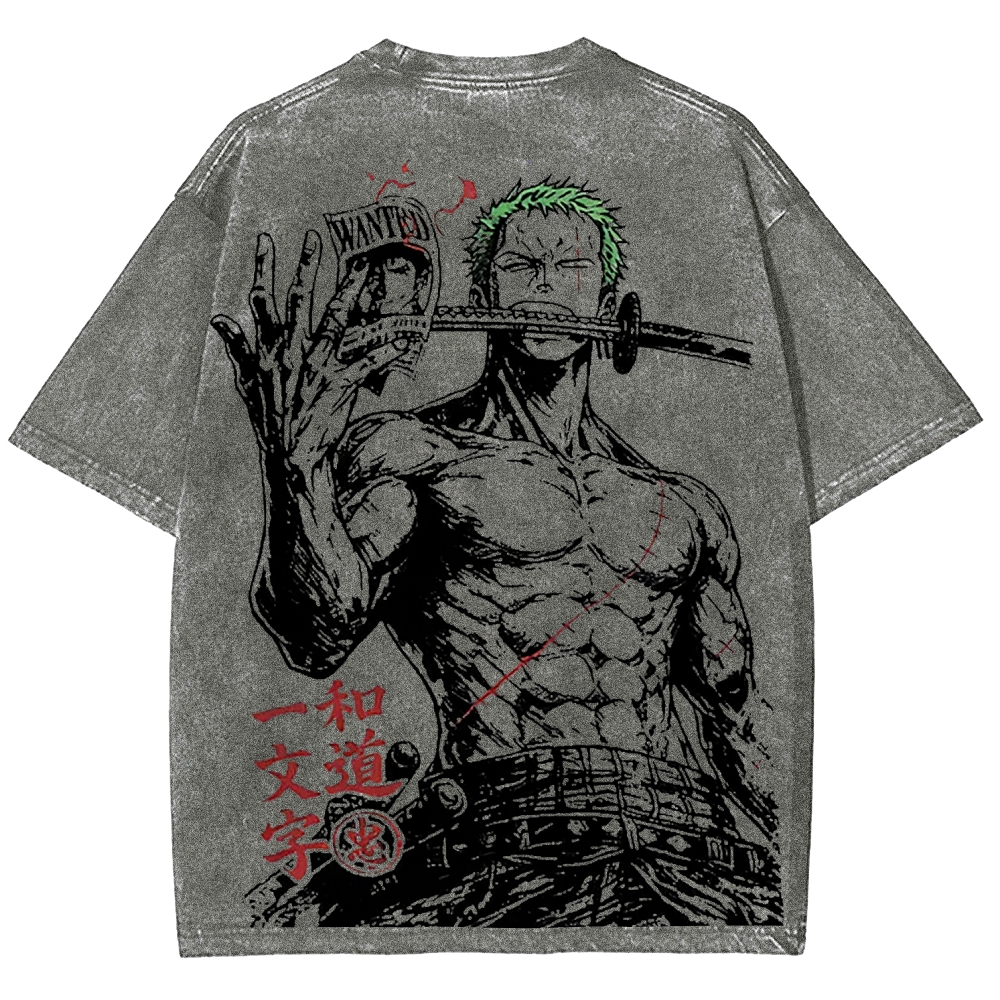 Zoro and Doichimonji washed print T-shirt