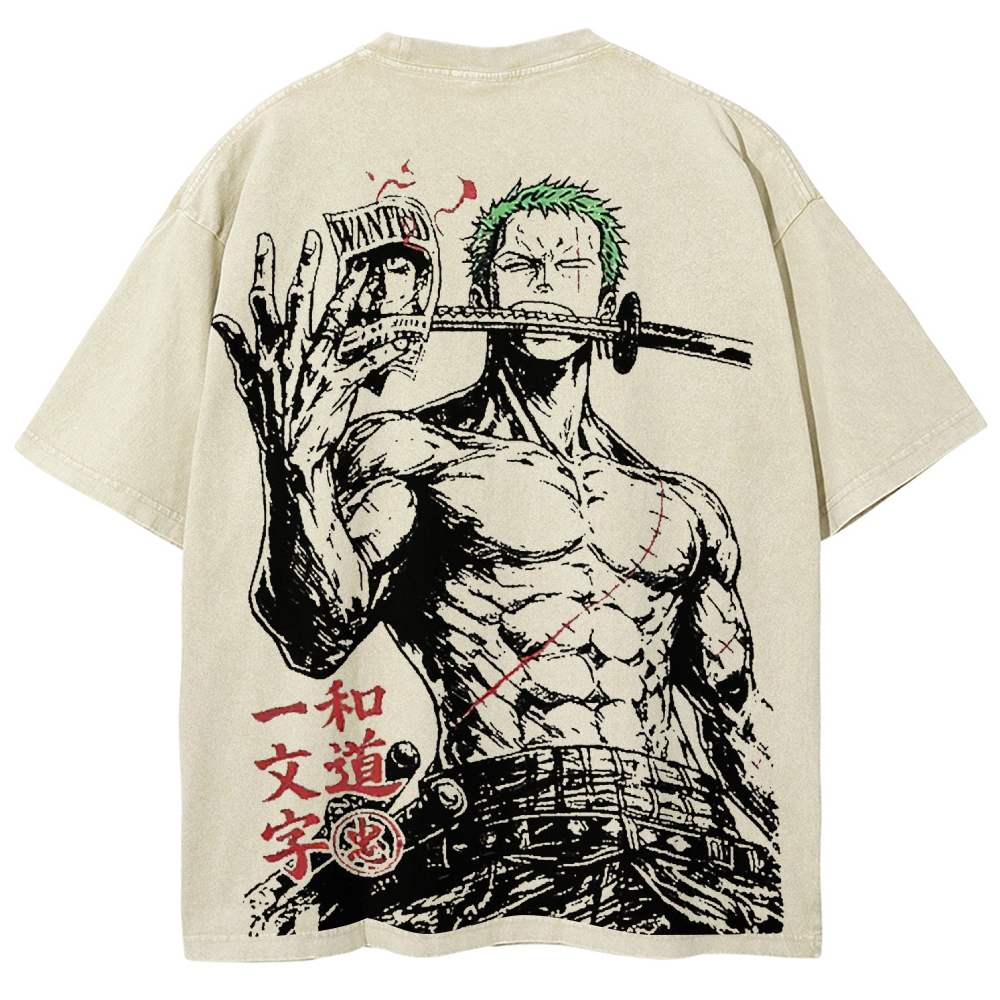 Zoro and Doichimonji washed print T-shirt