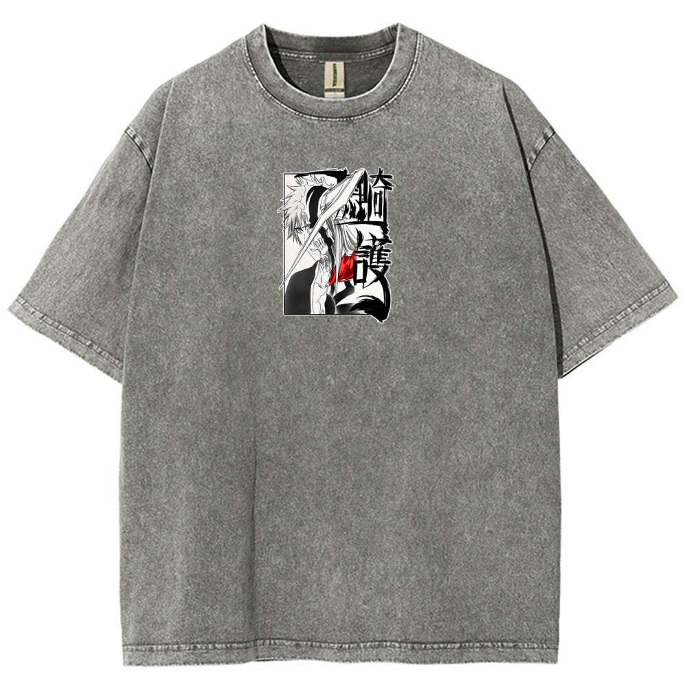 Ichigo Hollow Vintage Washed T-Shirt – Bleach Manga Character Graphic Tee, Retro Oversized Anime Streetwear