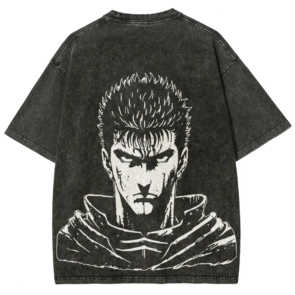 Berserk Anime Acid Washed Oversize T-shirt