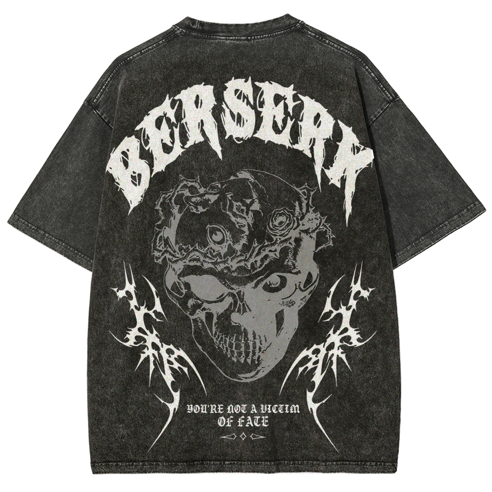 Berserk Skull Streetwear Tee Washed