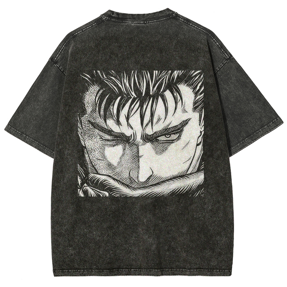 Berserk Anime Acid Washed Oversize T-shirt