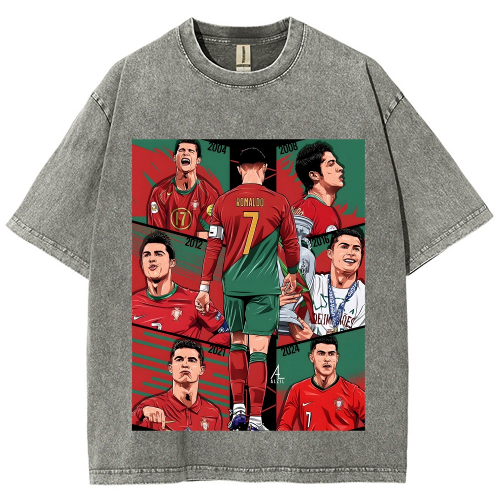 World Cup, Cristiano Ronaldo Printed Men's Washed Tee