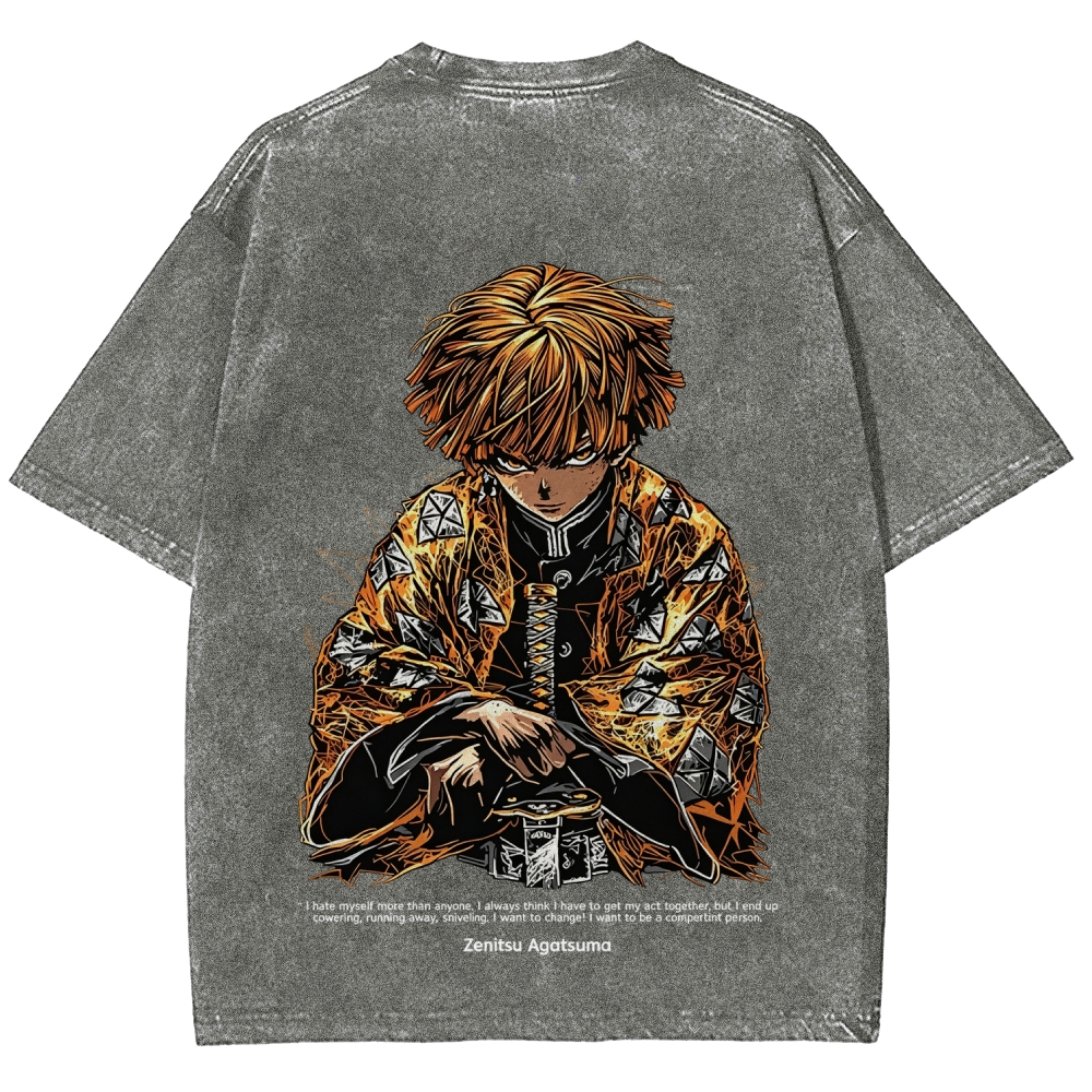 Zenitsu Agatsuma Demon Slayer Printed Men's Washed Tee