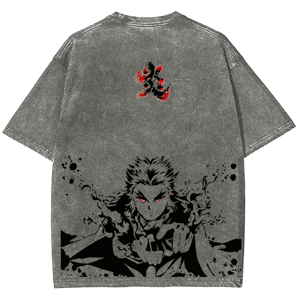 Demon Slayer Rengoku Printed Men's Washed Tee