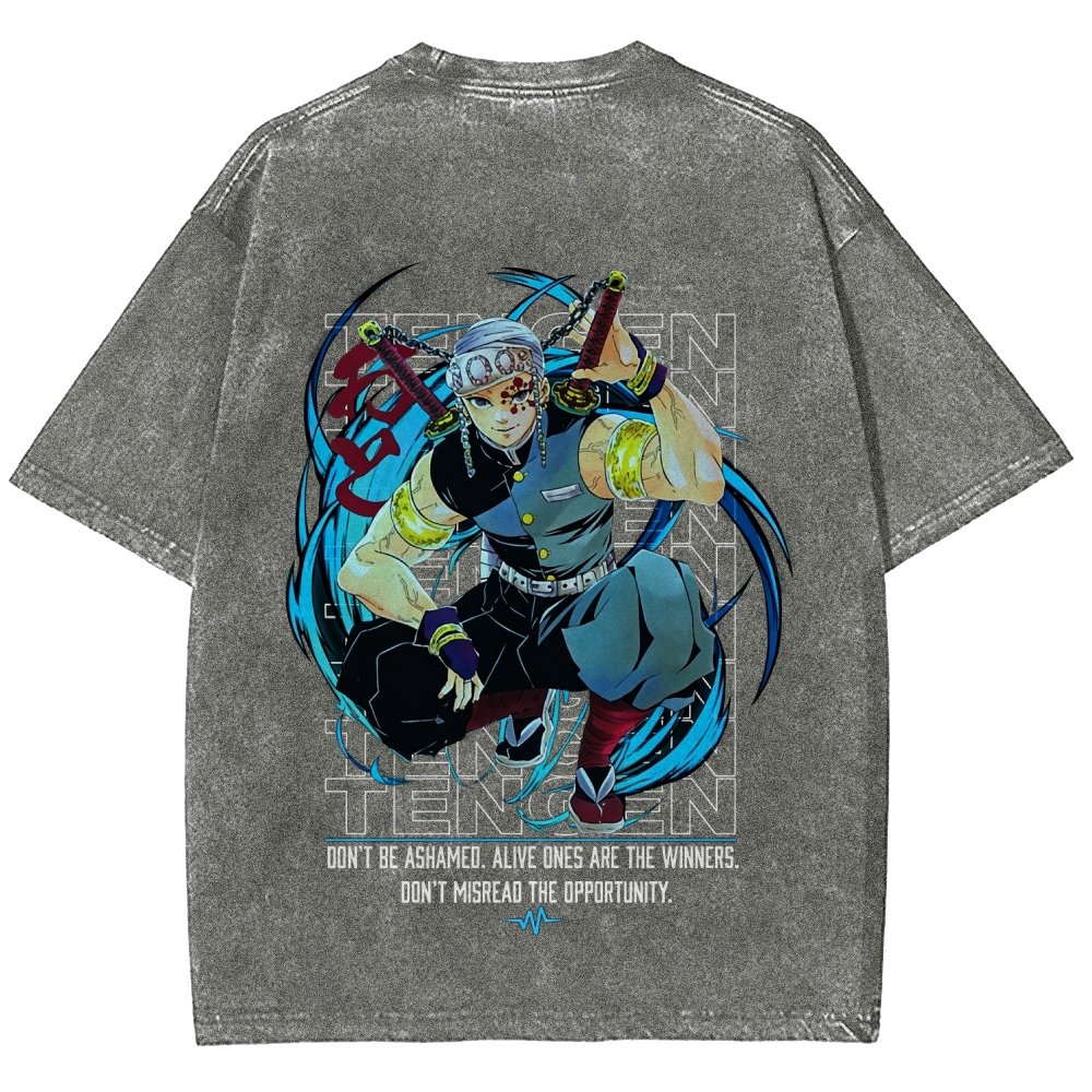 Demon Slayer: Kimetsu No Yaiba Uzui Tengen Printed Men's Washed Tee