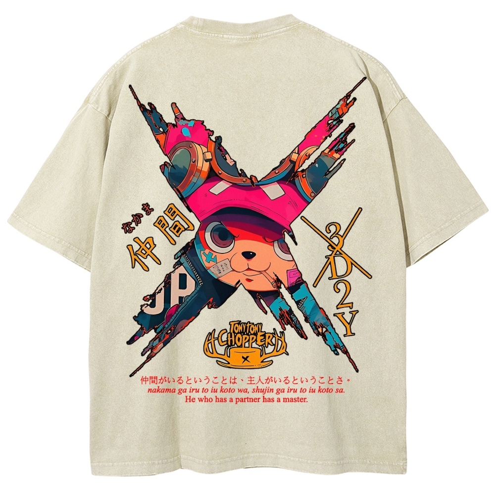 One Piece Tony Tony Chopper Printed Men's Washed Tee