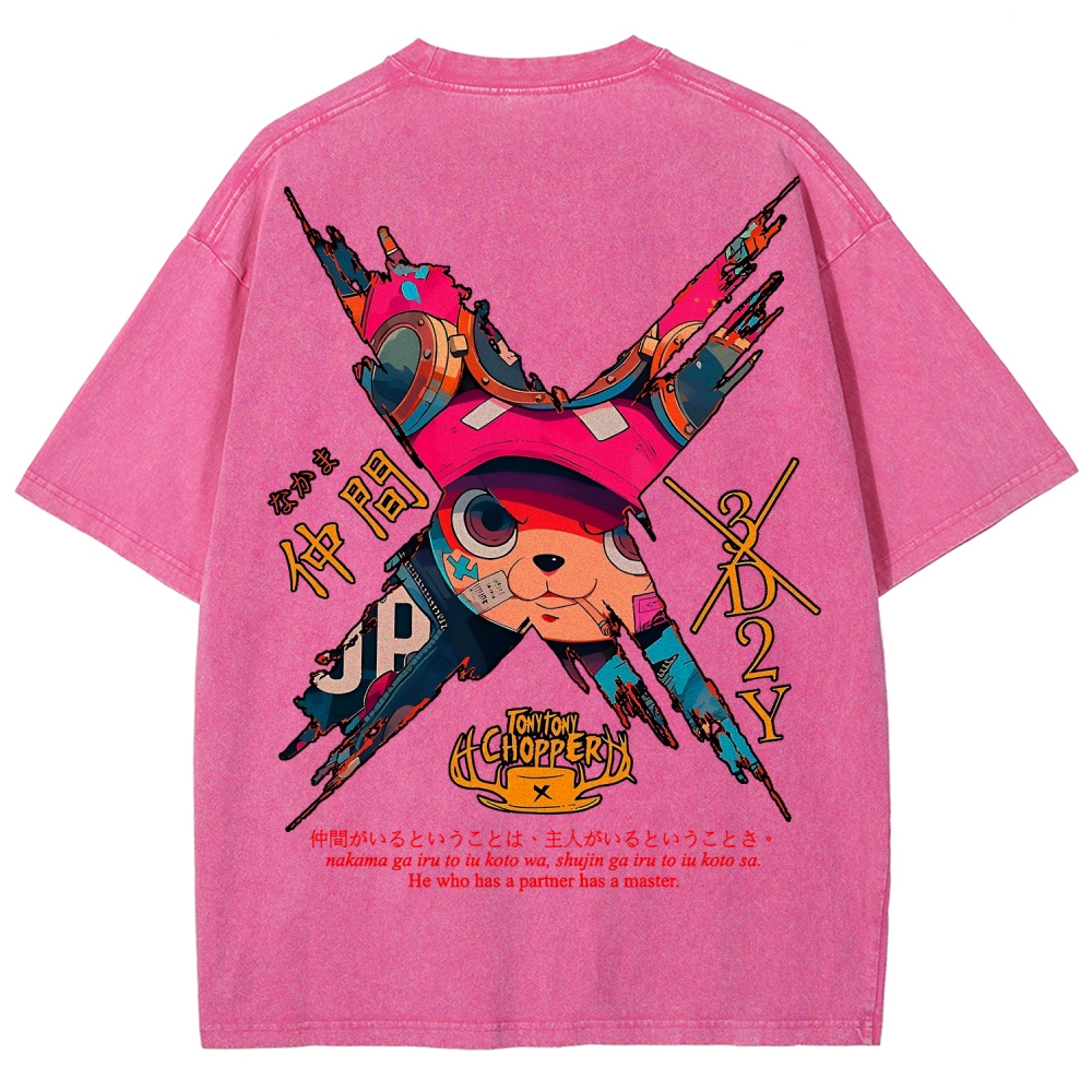 One Piece Tony Tony Chopper Printed Men's Washed Tee
