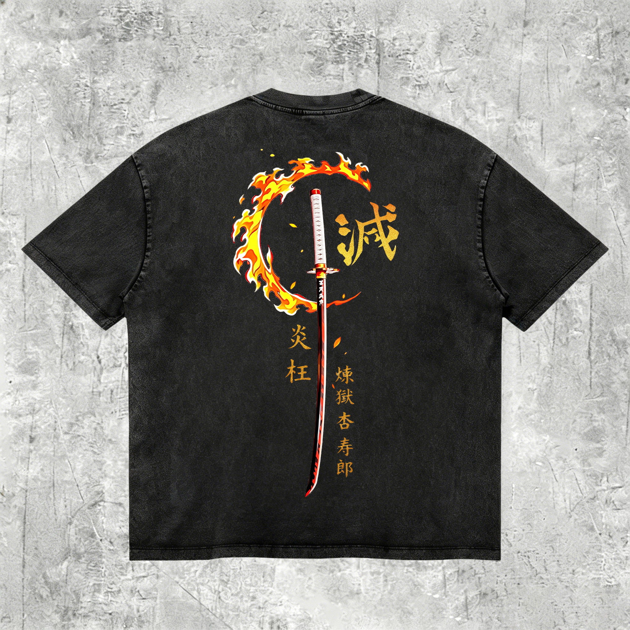 Demon Slayer Printed Unisex Washed Printed Men's Washed Tee