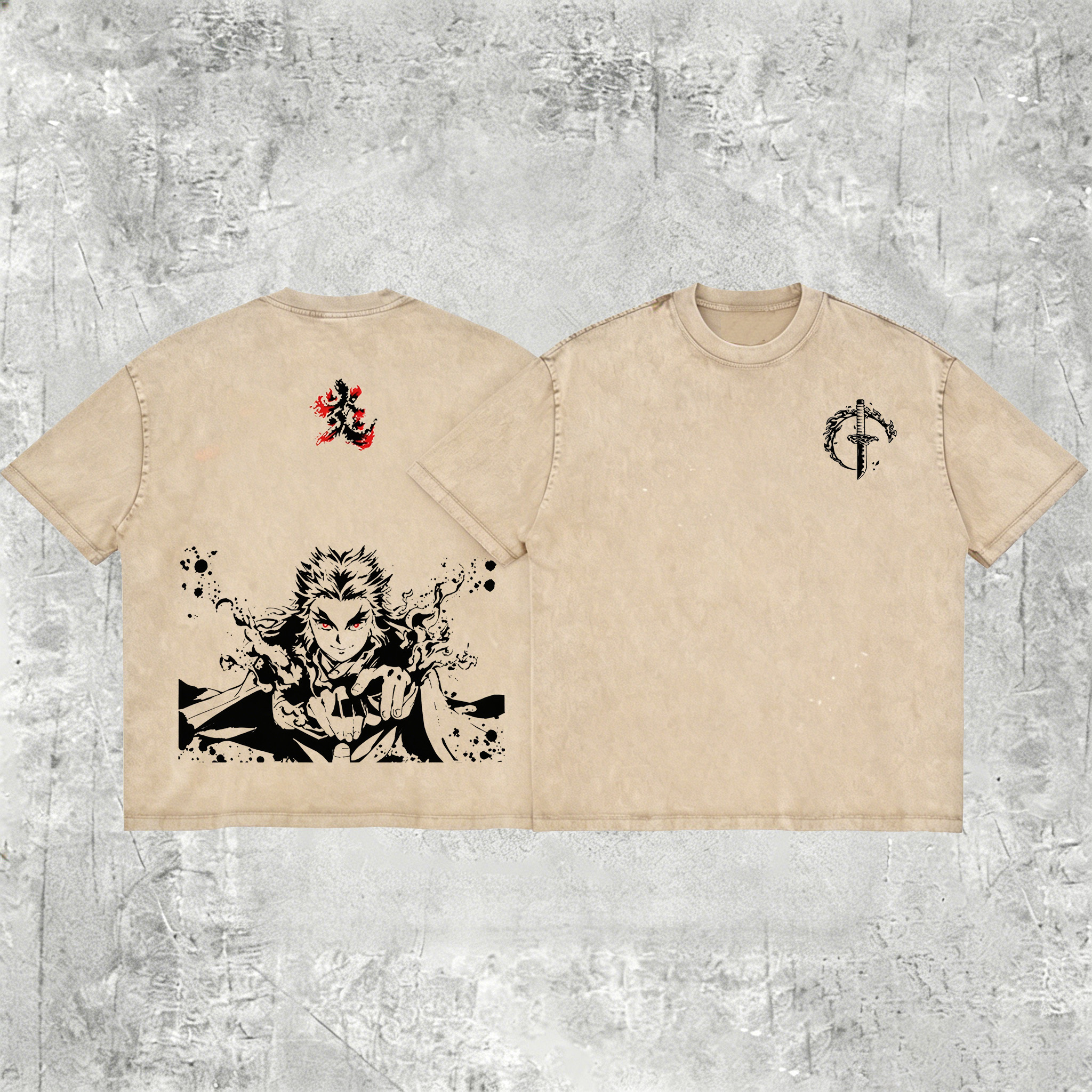 Demon Slayer Rengoku Printed Men's Washed Tee