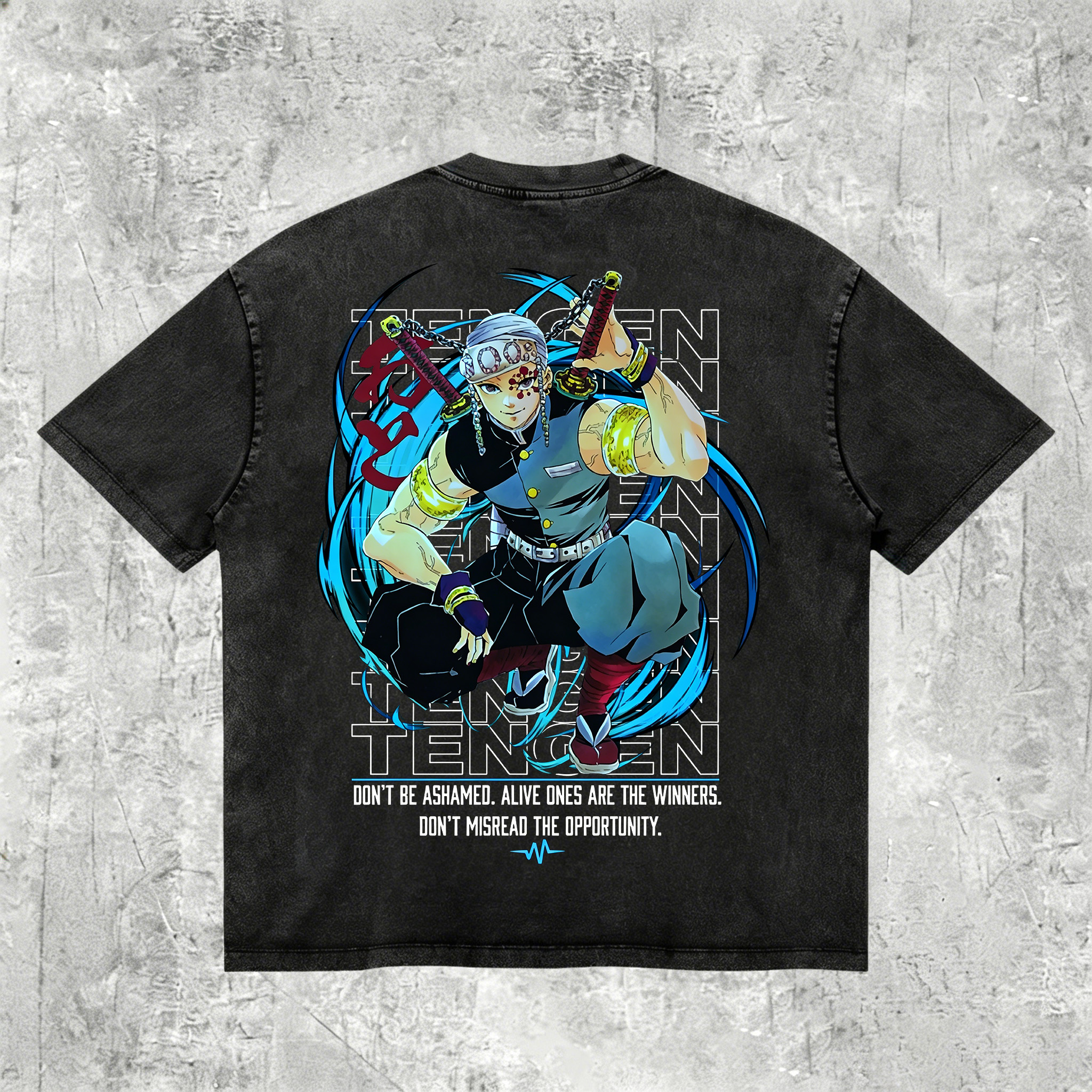 Demon Slayer: Kimetsu No Yaiba Uzui Tengen Printed Men's Washed Tee