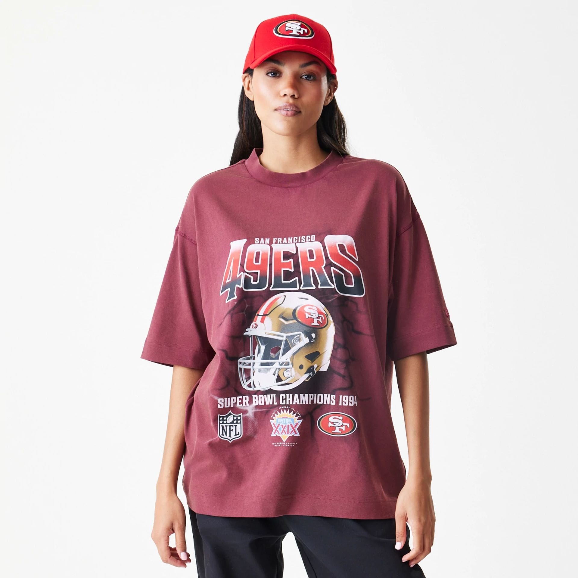 San Francisco 49ers NFL Washed Boxy Dark Red Oversized T-Shirt